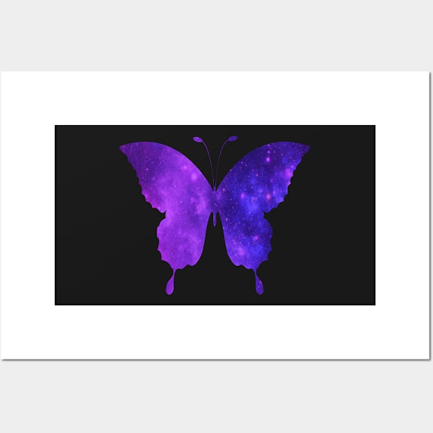 Blue and Purple Ombre Galaxy Butterfly Wall Art by Felicity-K